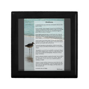 Desiderata Poem - Seagull on the Beach Scene Keepsake Box