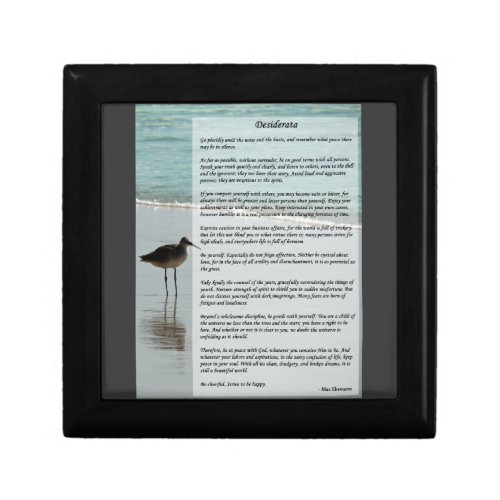 Desiderata Poem _ Seagull on the Beach Scene Keepsake Box