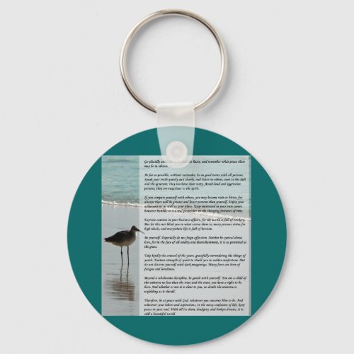 Desiderata Poem _ Seagull on the Beach Scene Keychain