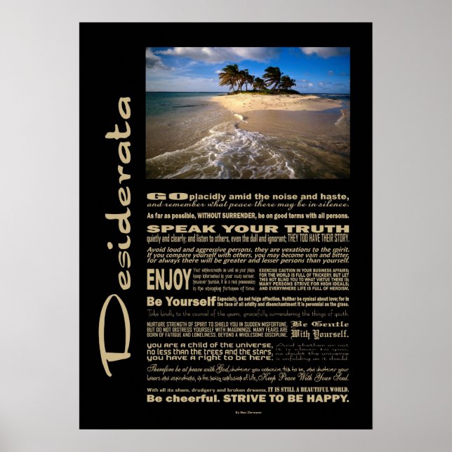 Desiderata Poem Small Solitary Island Poster (Front)