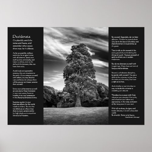 Desiderata Poem _ Tree and Pavilions Poster