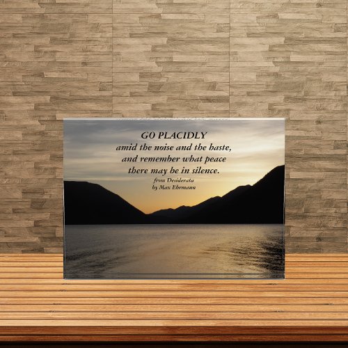 Desiderata Poem Verse Lake Sunset Photo Block