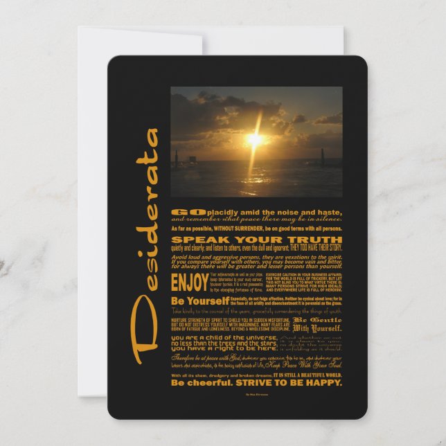 Desiderata Poem Very Bright Sunset (Front)