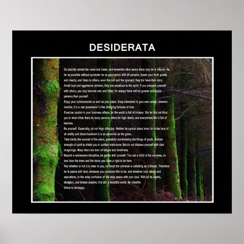 Desiderata poem woodland scene poster