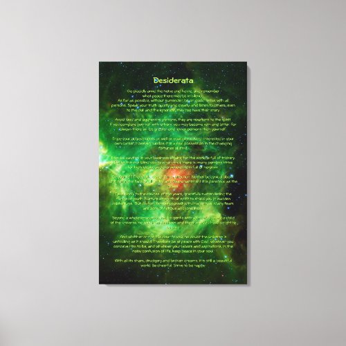 Desiderata Poem _ Wreath Nebula Milky Way Canvas Print
