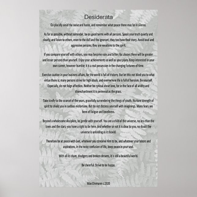 Desiderata Poster (Front)
