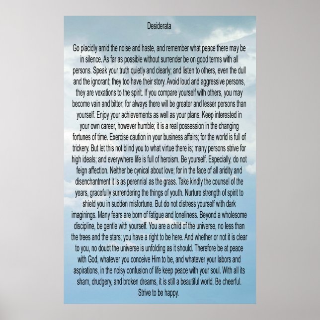 Desiderata Poster (Front)