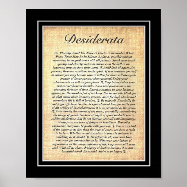 DESIDERATA Poster by Max Ehrmann=Fossil (Front)