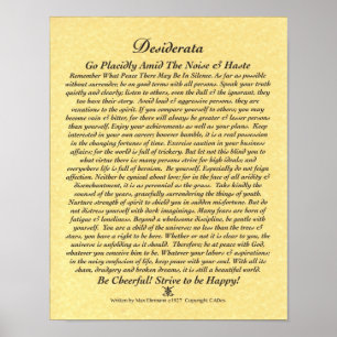 DESIDERATA Poster by Max Ehrmann-Golden Parchment