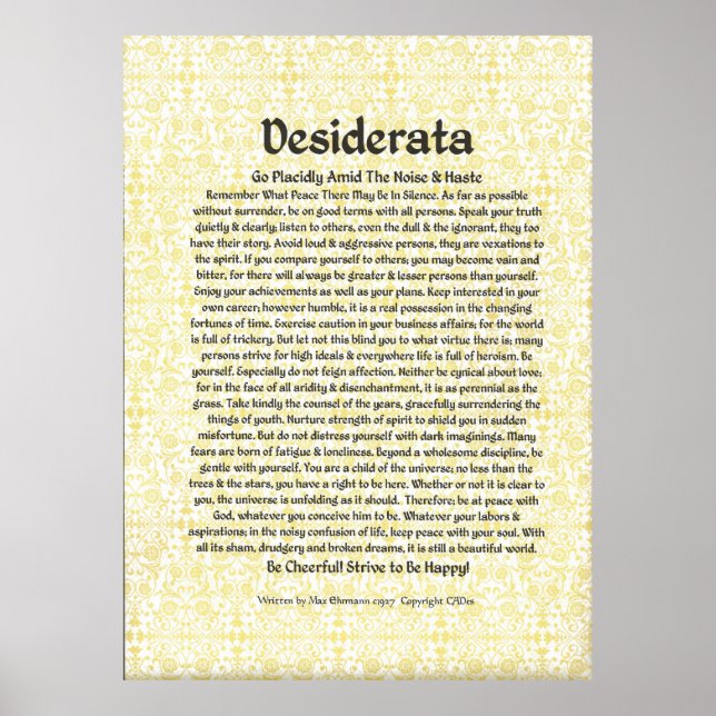 DESIDERATA Poster by Max Ehrmann MANY SIZES (Front)