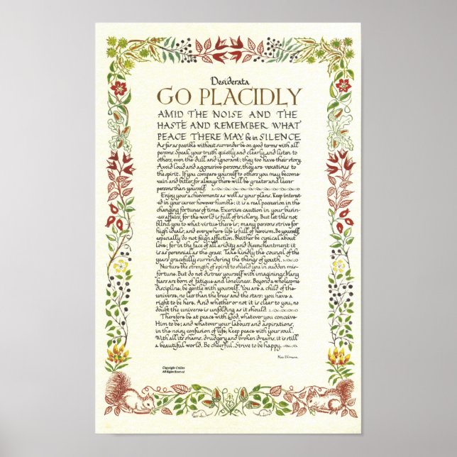 DESIDERATA Poster by Max Ehrmann - Wildflowers (Front)