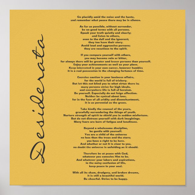 Desiderata Poster - Change Background Color (Front)