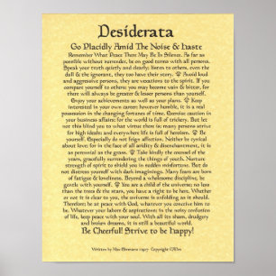 DESIDERATA Poster Max Ehrmann-Medieval Calligraphy