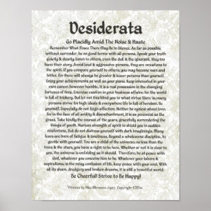 DESIDERATA Poster Max Ehrmann-Medieval Calligraphy