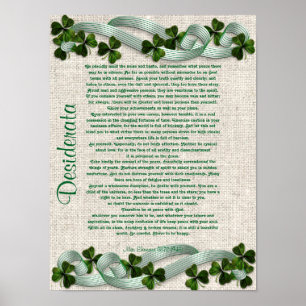 Desiderata prose on Irish linen-look background Poster