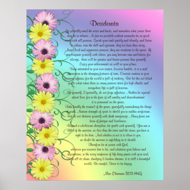 Desiderata prose rainbow colors poster (Front)