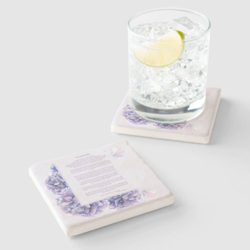 Desiderata Purple Hydrangea and Butterflies Stone Coaster