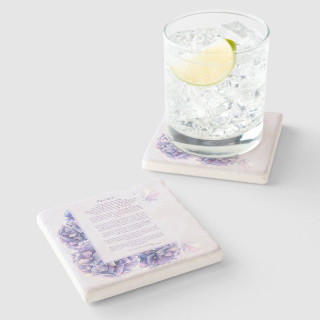 Desiderata Purple Hydrangea and Butterflies Stone Coaster (Side)