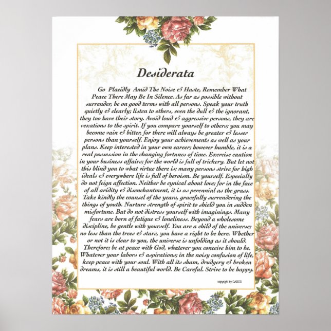 DESIDERATA Rosepaper Poster (Front)