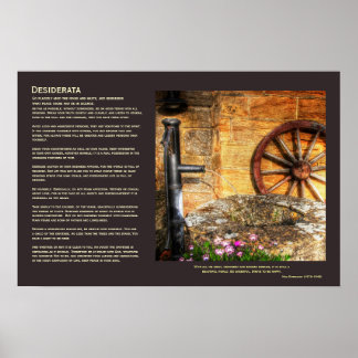 Desiderata - Rustic Pump, Well and Cartwheel scene Poster