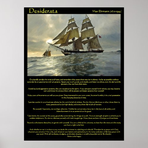 Desiderata Sail Boat Posters