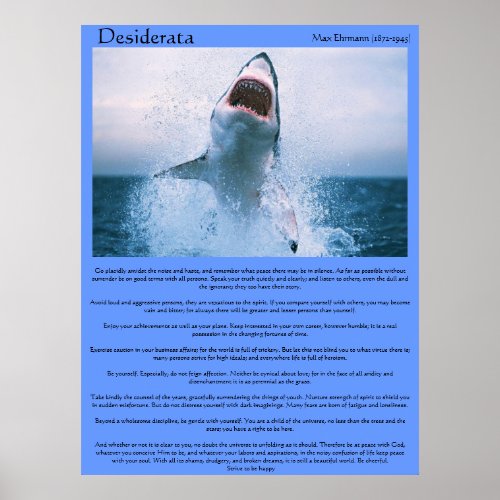 Desiderata Shark Jumping Posters