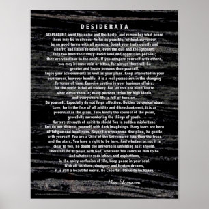 Desiderata Silver Etched on Black Marble Poster