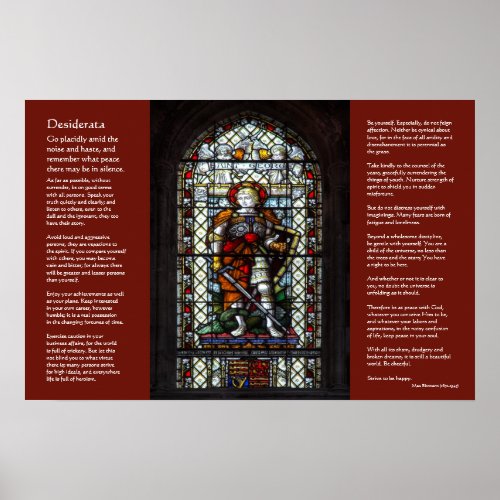 Desiderata St George Dragon stained glass window Poster