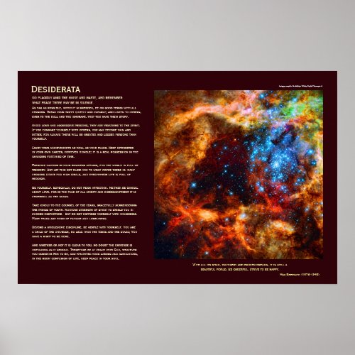 Desiderata - Stellar Nursery in Tarantula Nebula Poster