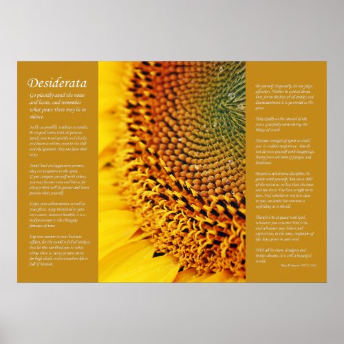 Desiderata _ Sunflower Seeds Poster