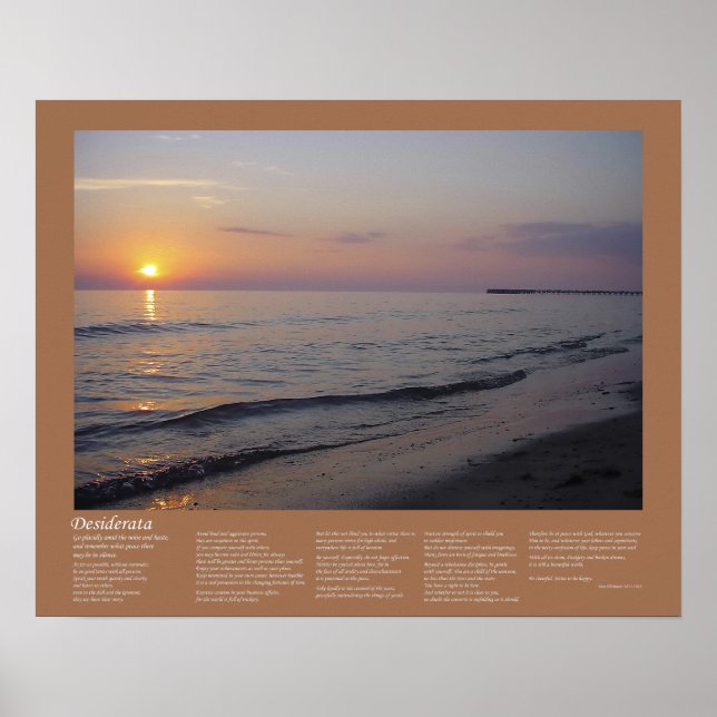 Desiderata - Sunset Beach Waves Poster (Front)