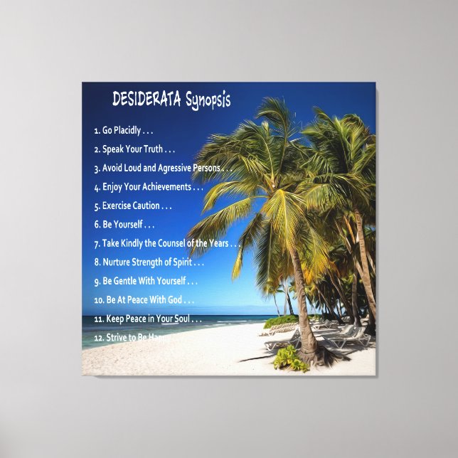DESIDERATA Synopsis - Lounging Under the Palms Canvas Print (Front)