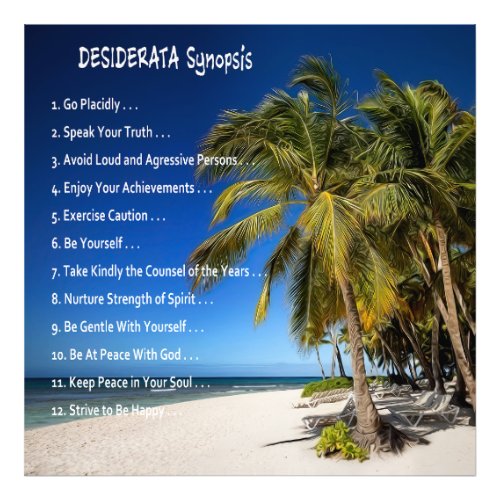 DESIDERATA Synopsis _ Lounging Under the Palms Photo Print