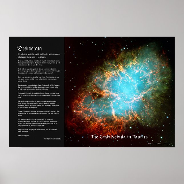 Desiderata - The Crab Nebula in Taurus Poster (Front)
