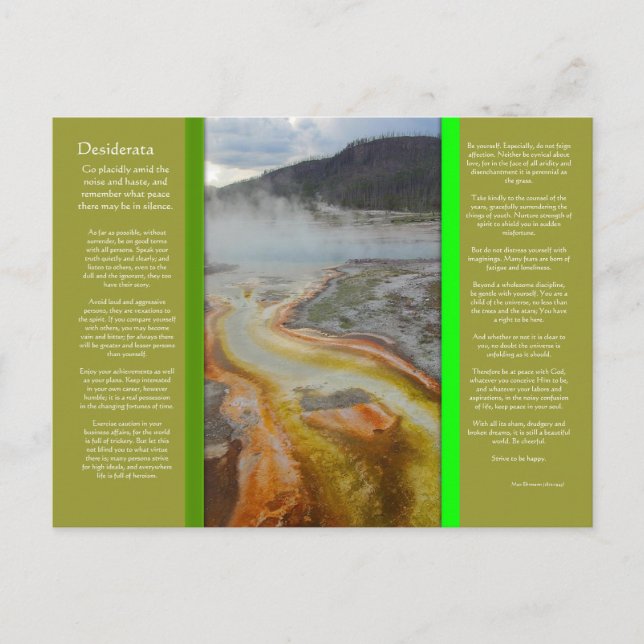 DESIDERATA Thermal Pools Postcard (Front)