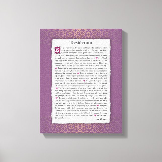 Desiderata - Things desired Canvas Print (Front)