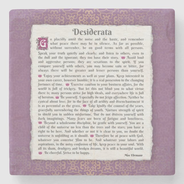 Desiderata - Things desired  Stone Coaster (Front)