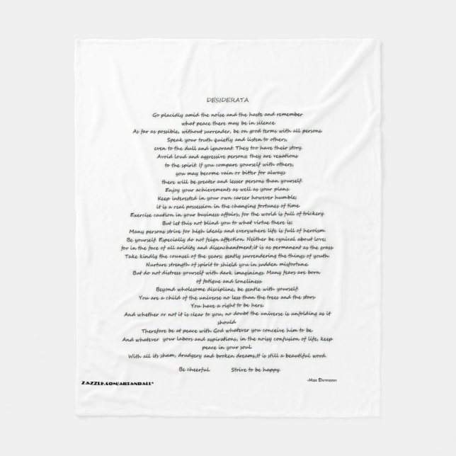 DESIDERATA THROW BLANKEET FLEECE BLANKET (Front)