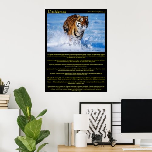 Desiderata Tiger in Water Posters