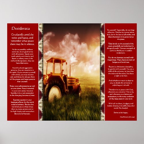 Desiderata Tractor Plowing Posters