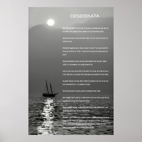 DESIDERATA Twilight Sailing Poster
