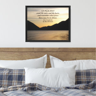 Desiderata Verse Lake Sunset Landscape Canvas Print