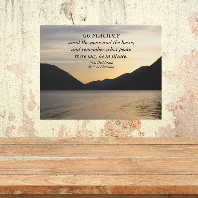 Desiderata Verse Lake Sunset Landscape Metal Print (In Situ)