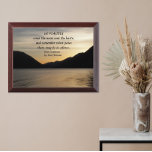 Desiderata Verse Lake Sunset Landscape Wall Plaque<br><div class="desc">Wood wall plaque that features the landscape photo image of a dramatic lake sunset and mountain silhouettes along with inspirational verse from the popular Desiderata poem written by Max Ehrmann. Select your plaque size. Makes a thoughtful gift for family and friends!</div>
