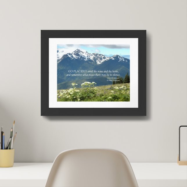 Desiderata Verse Mountains and Meadow Landscape Framed Art (Home Office)