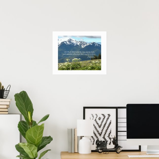 Desiderata Verse Mountains and Meadow Landscape Poster (Home Office)