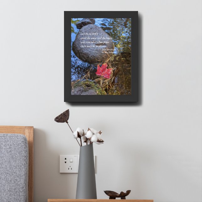 Desiderata Verse Red Fallen Leaf on Water Framed Art (Bedside)