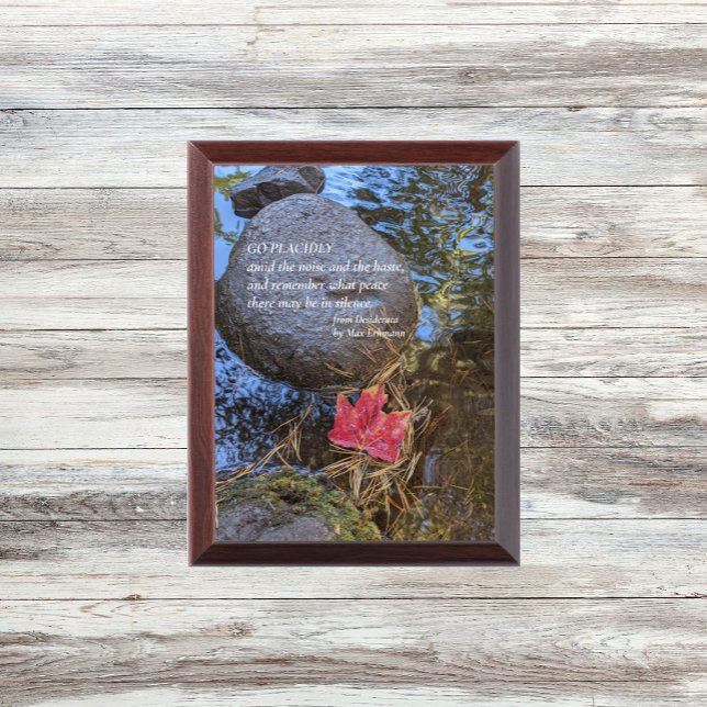 Desiderata Verse Red Leaf on Water Wall Plaque (In Situ)