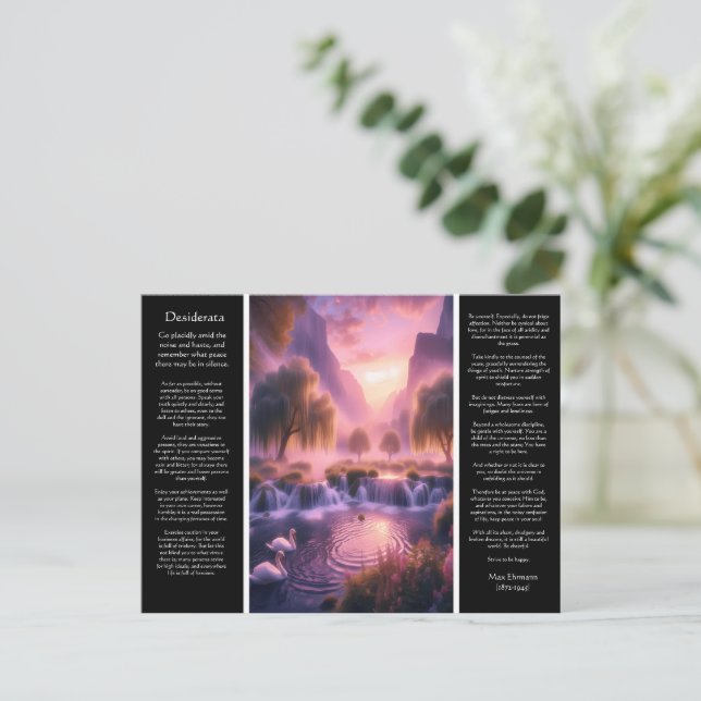 Desiderata Waterfall: Romantic Swan Sanctuary Postcard (Standing Front)