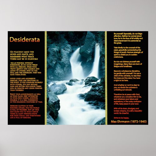 DESIDERATA Waterfalls Orange Posters 11